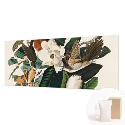 Fotovæg med motiv af fugle og magnolier