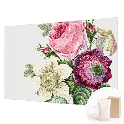 Fotovæg stue med motiv af en blomsterbuket