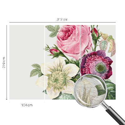 Fotovæg stue med motiv af en blomsterbuket