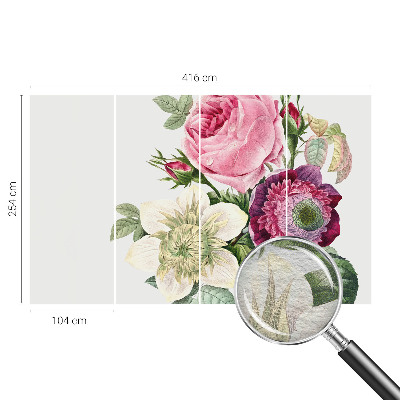 Fotovæg stue med motiv af en blomsterbuket