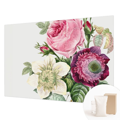 Fotovæg stue med motiv af en blomsterbuket