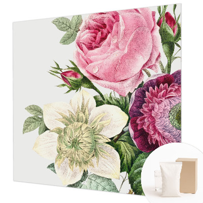 Fotovæg stue med motiv af en blomsterbuket