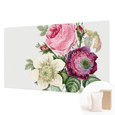 Fotovæg stue med motiv af en blomsterbuket