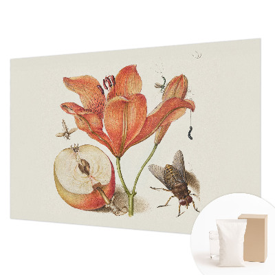 Fotovæg soveværelse med botanisk illustration