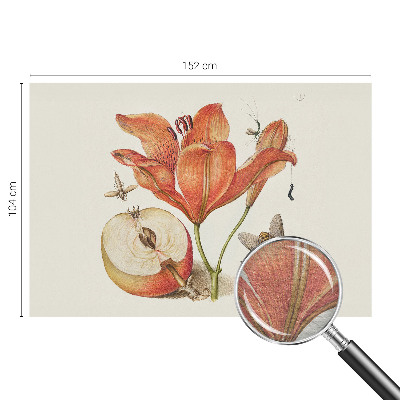 Fotovæg soveværelse med botanisk illustration