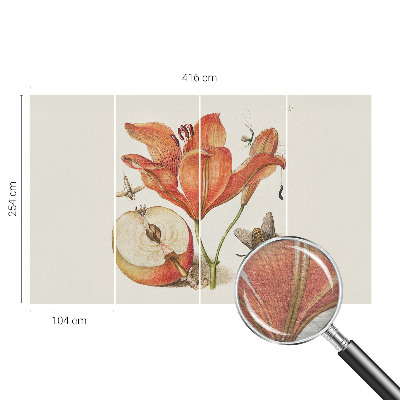 Fotovæg soveværelse Botanisk illustration
