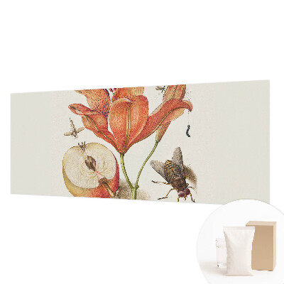 Fotovæg soveværelse med botanisk illustration