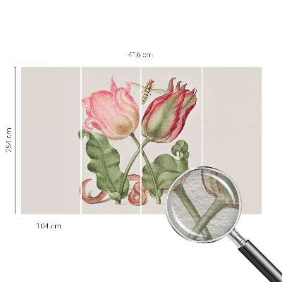 Fototapet til børn med motiv af tulipaner i bløde farver