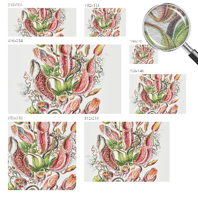 Fotostat med planteillustrationer og detaljeret tryk