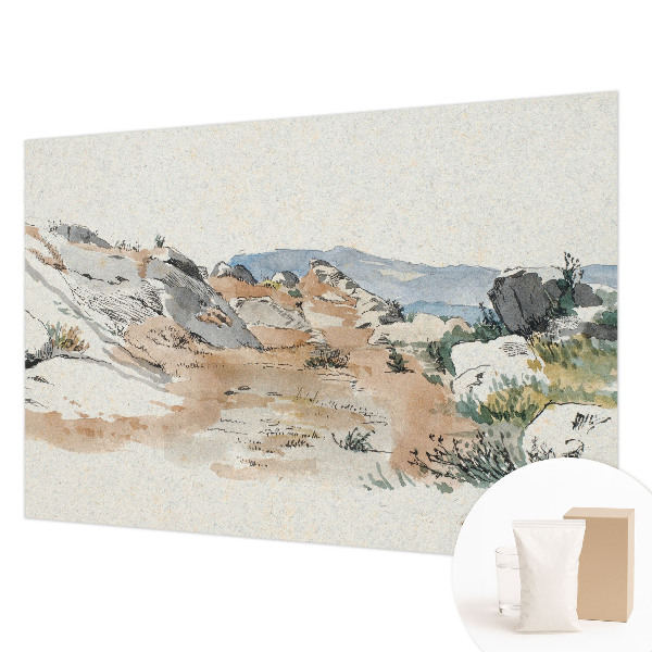Fotovæg med motiv af et klippelandskab