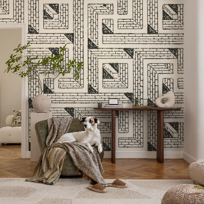 Fototapet stue med motiv af en murstenslabyrint
