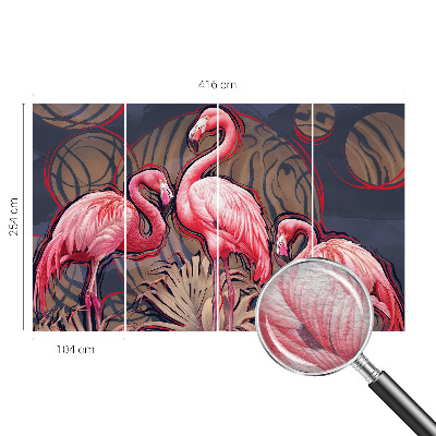 Fotovæg stue Lyserøde flamingoer