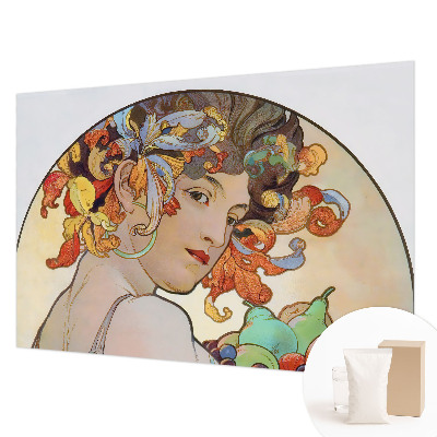 Fotovæg soveværelse med farverigt art nouveau-motiv