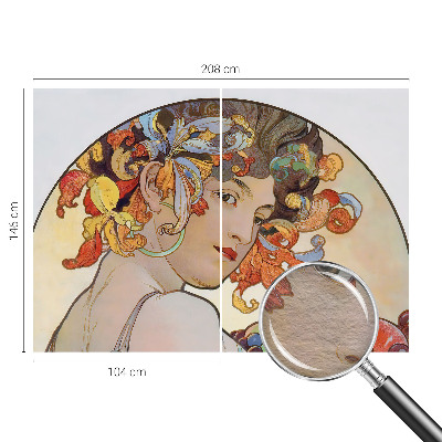 Fotovæg soveværelse med farverigt art nouveau-motiv