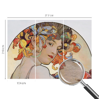 Fotovæg soveværelse med farverigt art nouveau-motiv