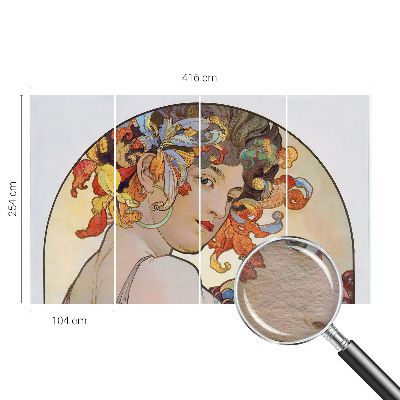 Fotovæg soveværelse med farverigt art nouveau-motiv