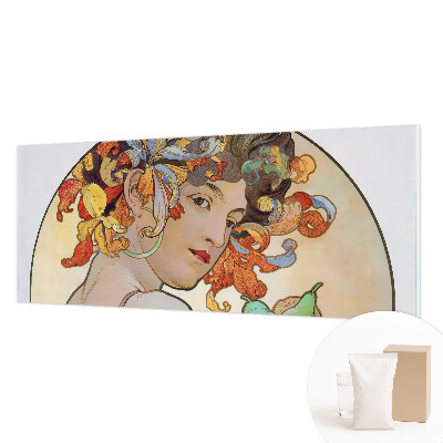 Fotovæg soveværelse med farverigt art nouveau-motiv
