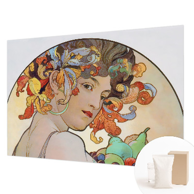 Fotovæg soveværelse med farverigt art nouveau-motiv