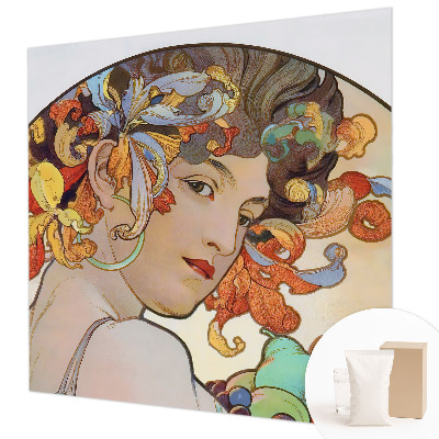 Fotovæg soveværelse med farverigt art nouveau-motiv