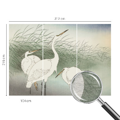 Vlies fototapet Hejrer i græsset