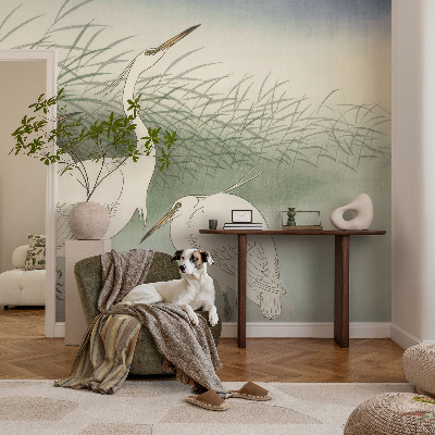 Vlies fototapet Hejrer i græsset