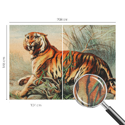 Tapet med tigerprint og naturmotiver
