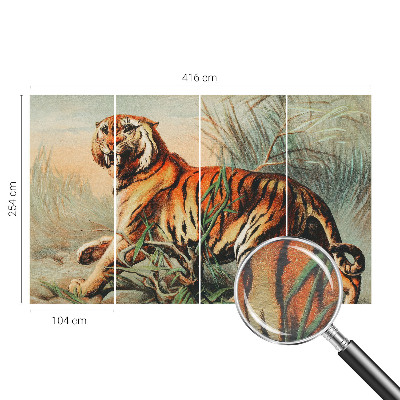 Tapet med tigerprint og naturmotiver