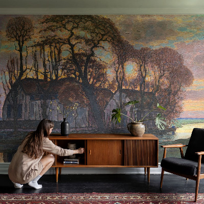 Fototapet stue Aftenlandskab