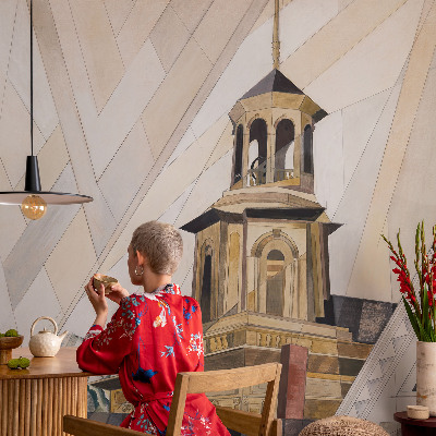 Modern fototapet med et arkitektonisk tårnmotiv