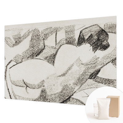Tapet væg med motiv af en løgnagtig figur