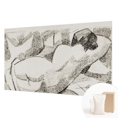 Tapet væg med motiv af en løgnagtig figur