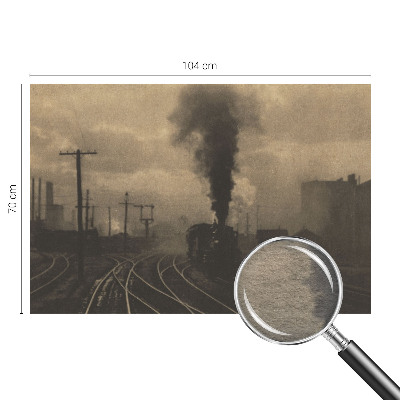 Fotovæg stue med motiv af et industrilandskab