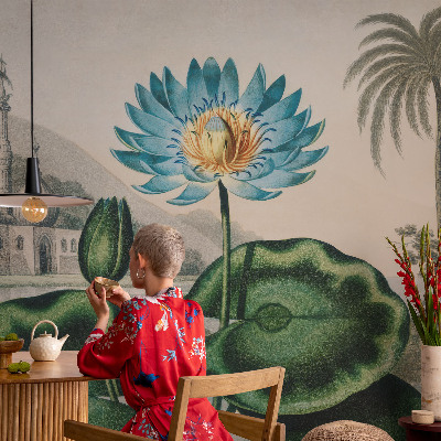 3D fototapet med et eksotisk landskab