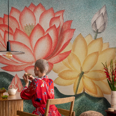Fototapet med motiv af lotusblomster