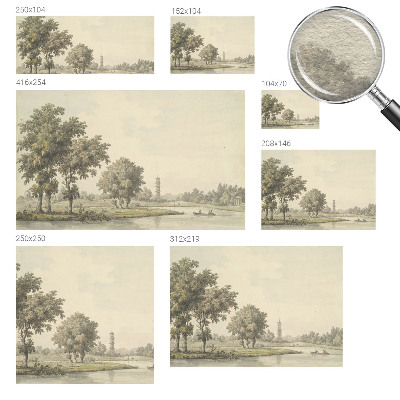 Fotovæg stue med motiv af en stille park