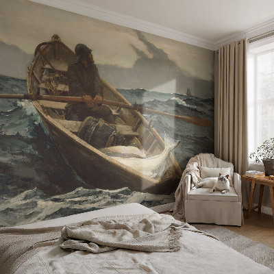 Høj kvalitet fototapet med motiv af en fisker på havet
