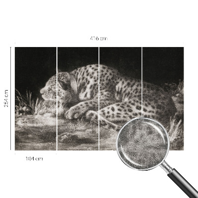 Fotovæg med motiv af en hvilende leopard