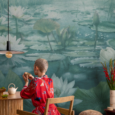 Non-woven fototapet med motiv af vandblomster