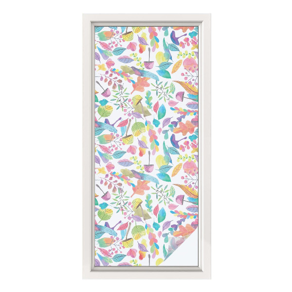 Mælkehvid vinduesfolie med motiv Farverig komposition