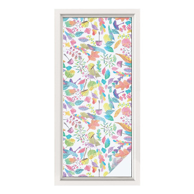 Mælkehvid vinduesfolie med motiv Farverig komposition