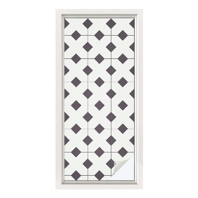 Mælkehvid vinduesfolie med motiv Sorte og hvide diamanter