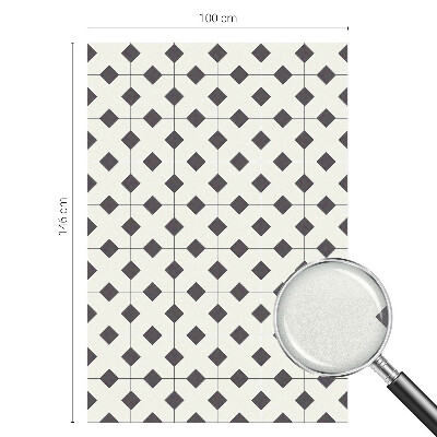 Mælkehvid vinduesfolie med motiv Sorte og hvide diamanter