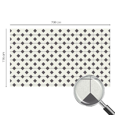 Mælkehvid vinduesfolie med motiv Sorte og hvide diamanter