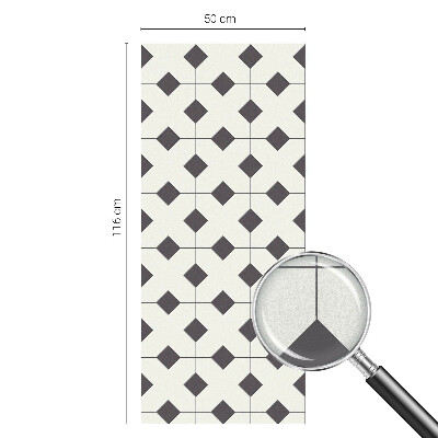 Mælkehvid vinduesfolie med motiv Sorte og hvide diamanter