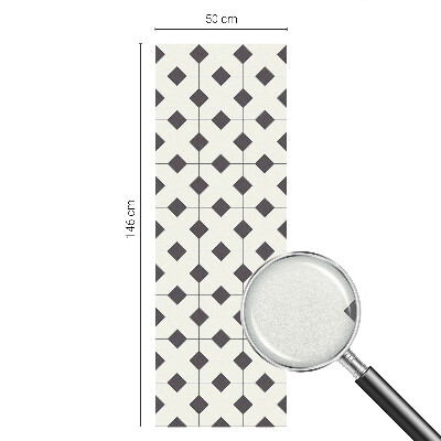 Mælkehvid vinduesfolie med motiv Sorte og hvide diamanter