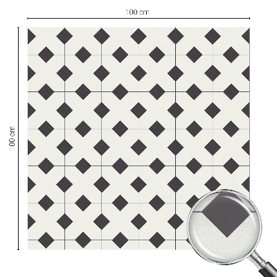 Mælkehvid vinduesfolie med motiv Sorte og hvide diamanter