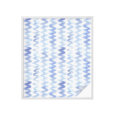 Mælkehvid vinduesfolie med motiv Blå bølger