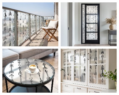 Dekorationsfolie til vindue mod indkig Geometriske pile