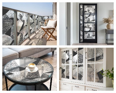 Vinduesfolie mod indkig med glasmaleri Geometriske figurer