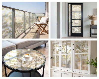 Vinduesfolie mod indkig med glasmaleri Plantemønster